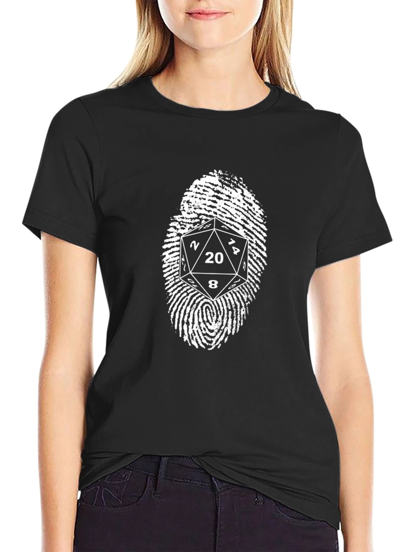 D20 Fingerprint Graphic Tee - Tabletop RPG Gamer Shirt