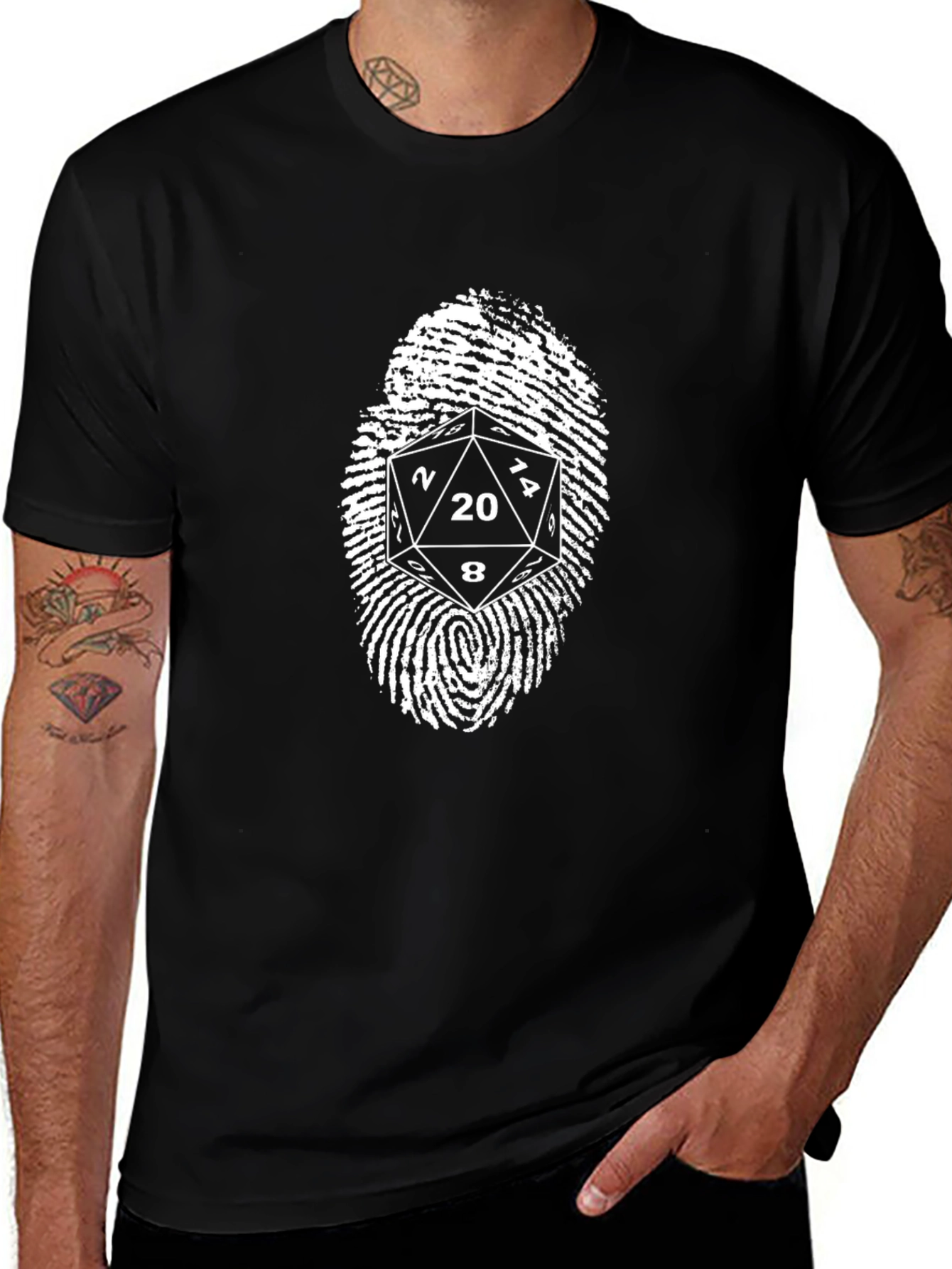 D20 Fingerprint Graphic Tee - Tabletop RPG Gamer Shirt