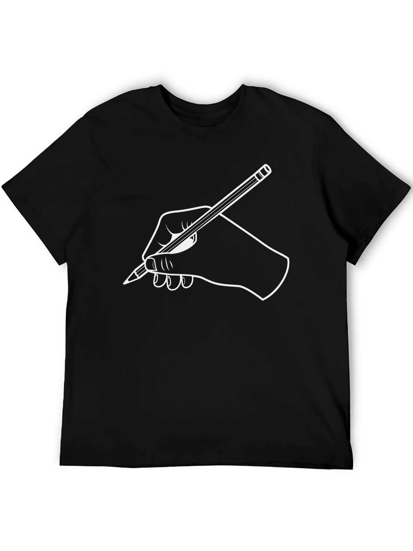 Creative Hand Drawing Graphic Tee - Black Cotton Shirt
