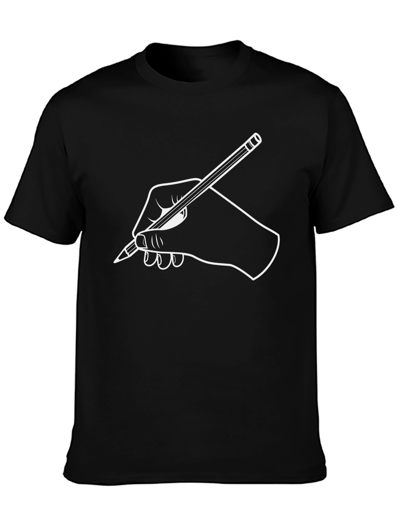Creative Hand Drawing Graphic Tee - Black Cotton Shirt