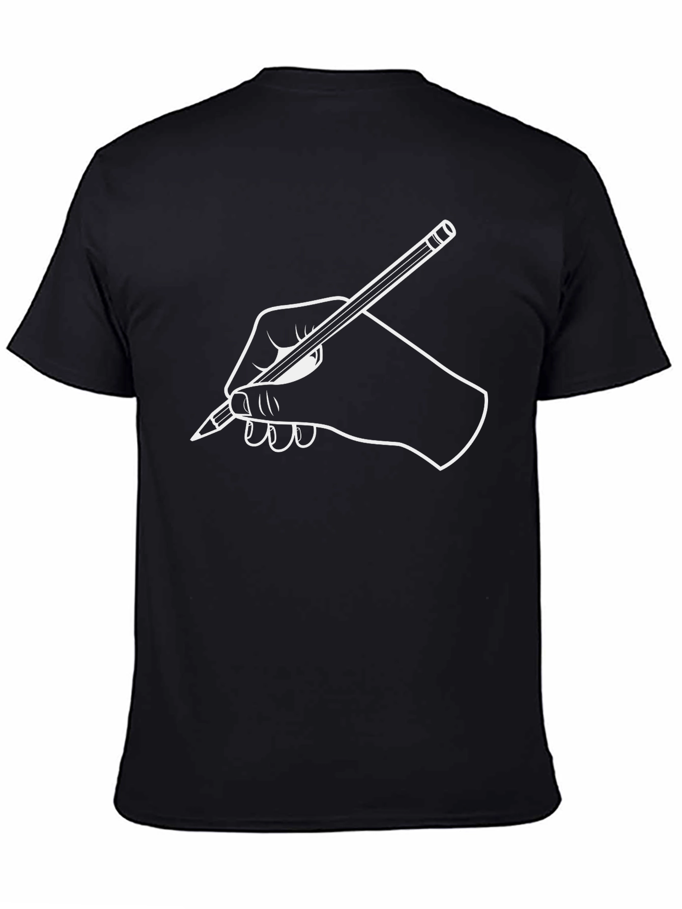 Creative Hand Drawing Graphic Tee - Black Cotton Shirt