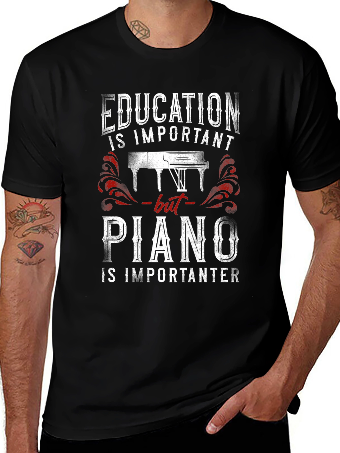Education vs Piano T-Shirt