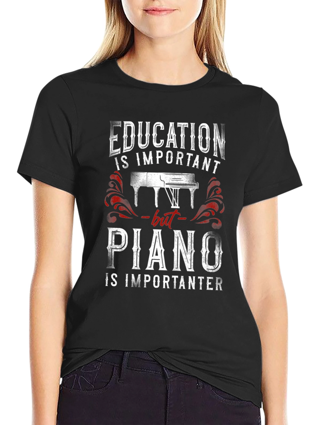 Education vs Piano T-Shirt