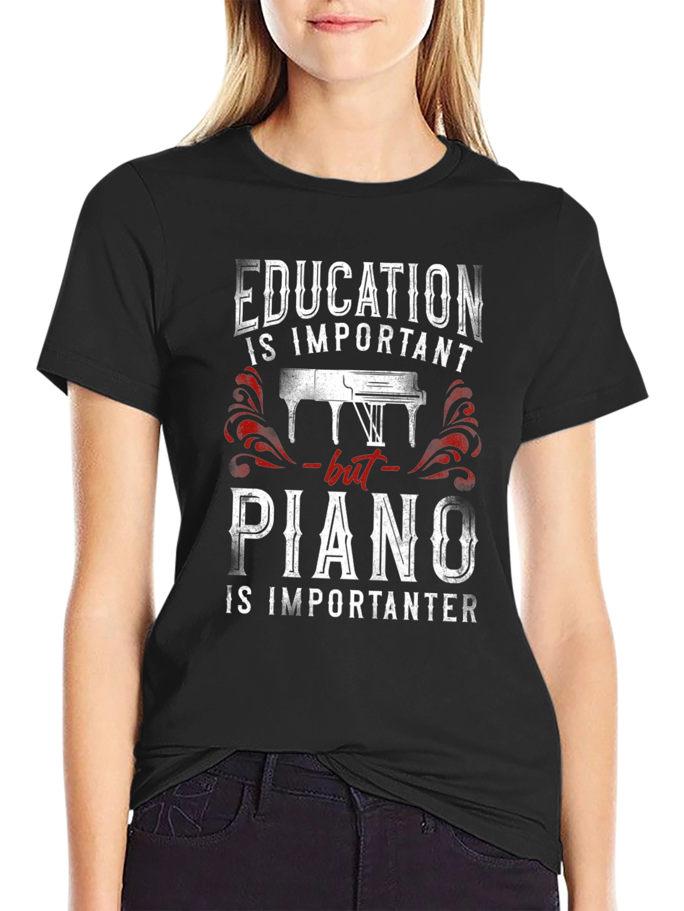 Education vs Piano T-Shirt