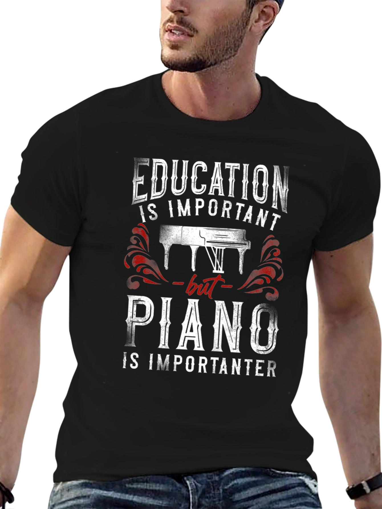 Education vs Piano T-Shirt