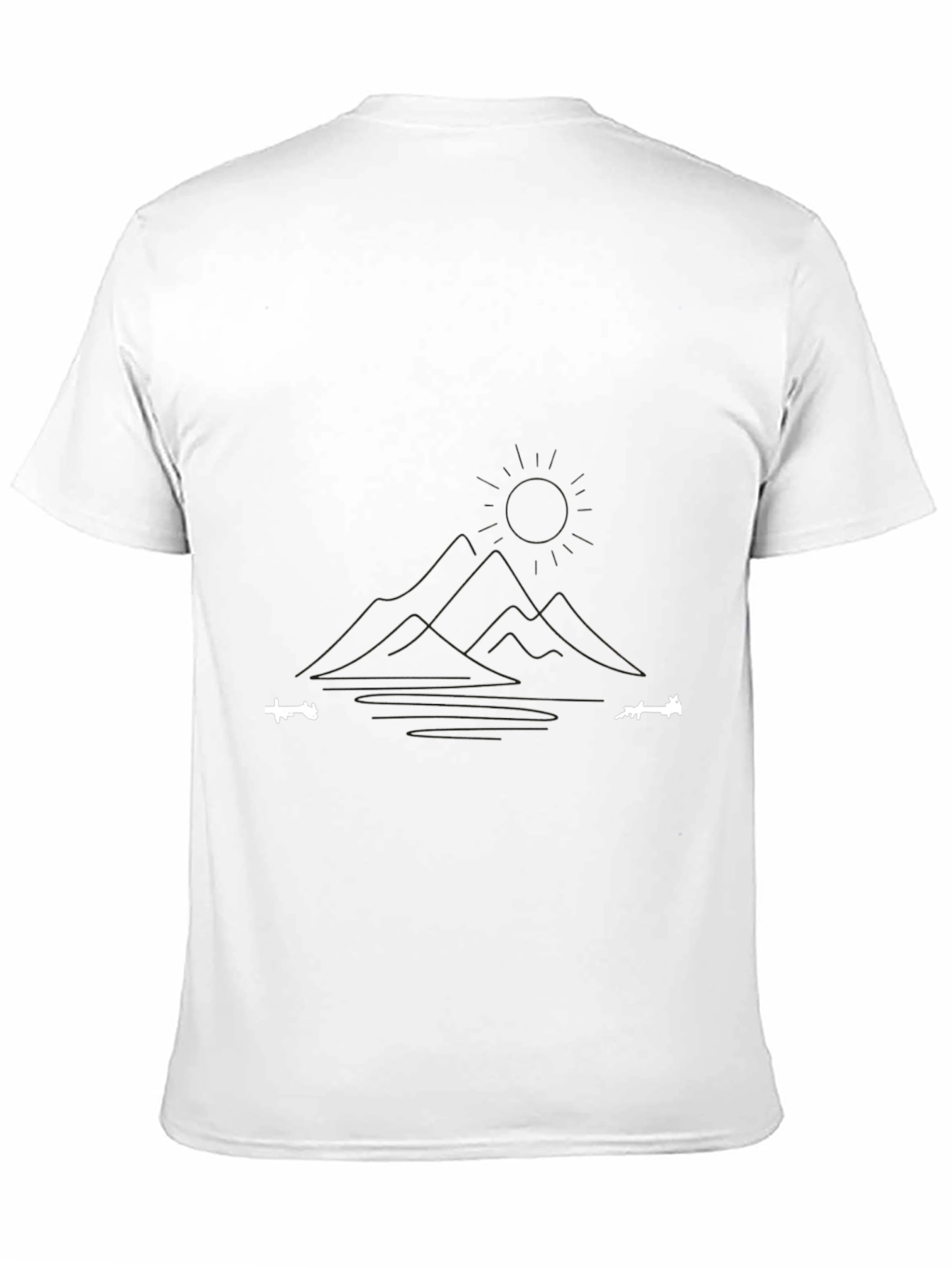 Minimalist Mountain & Lake Graphic Black T-Shirt