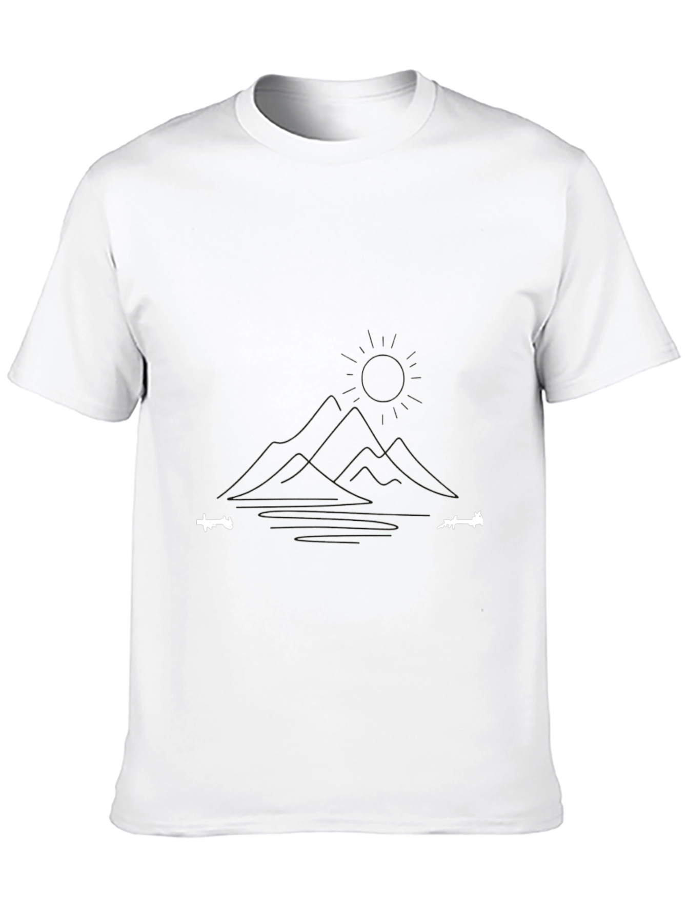 Minimalist Mountain & Lake Graphic Black T-Shirt