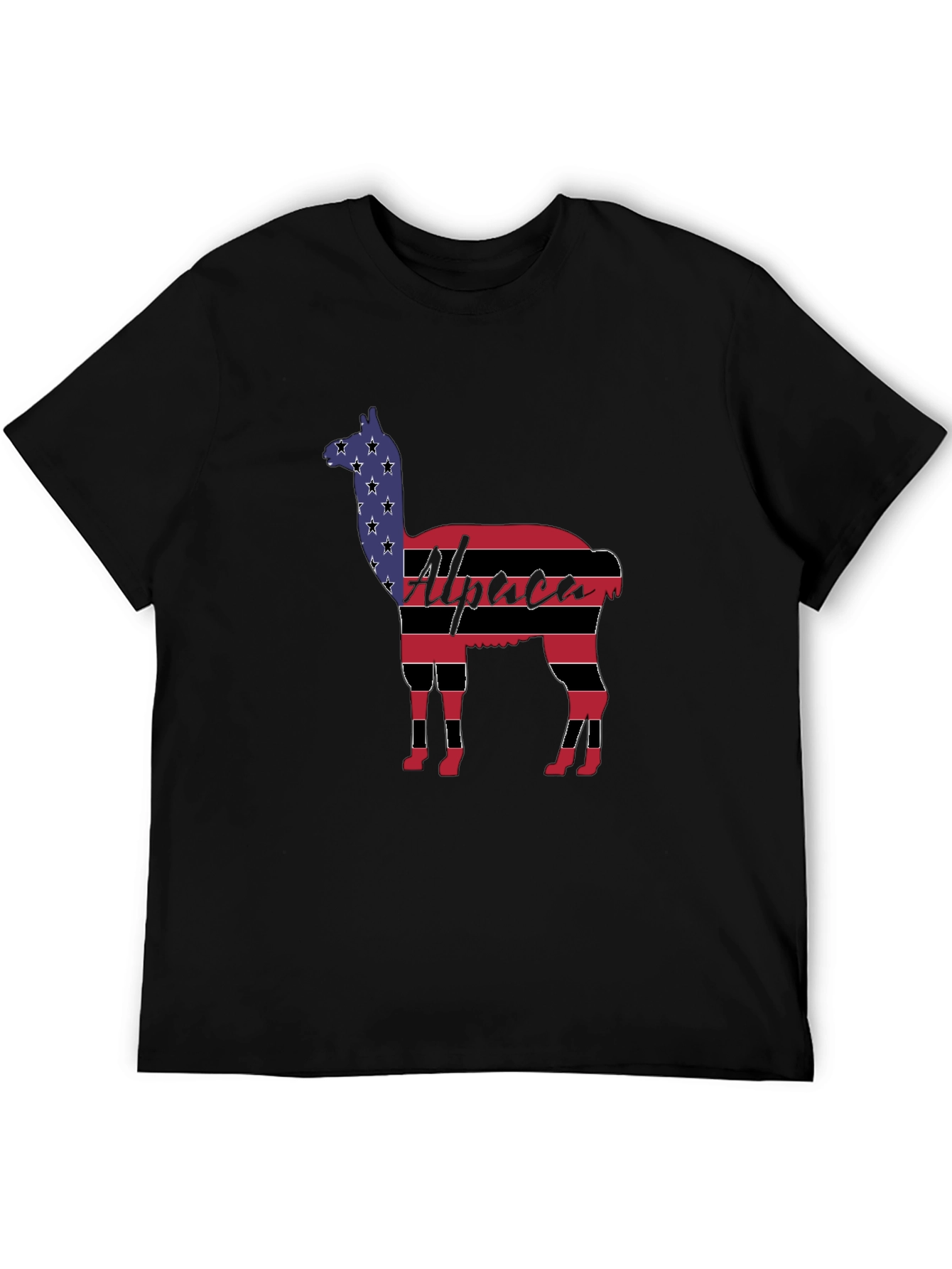 Alpaca American Flag Graphic T-Shirt