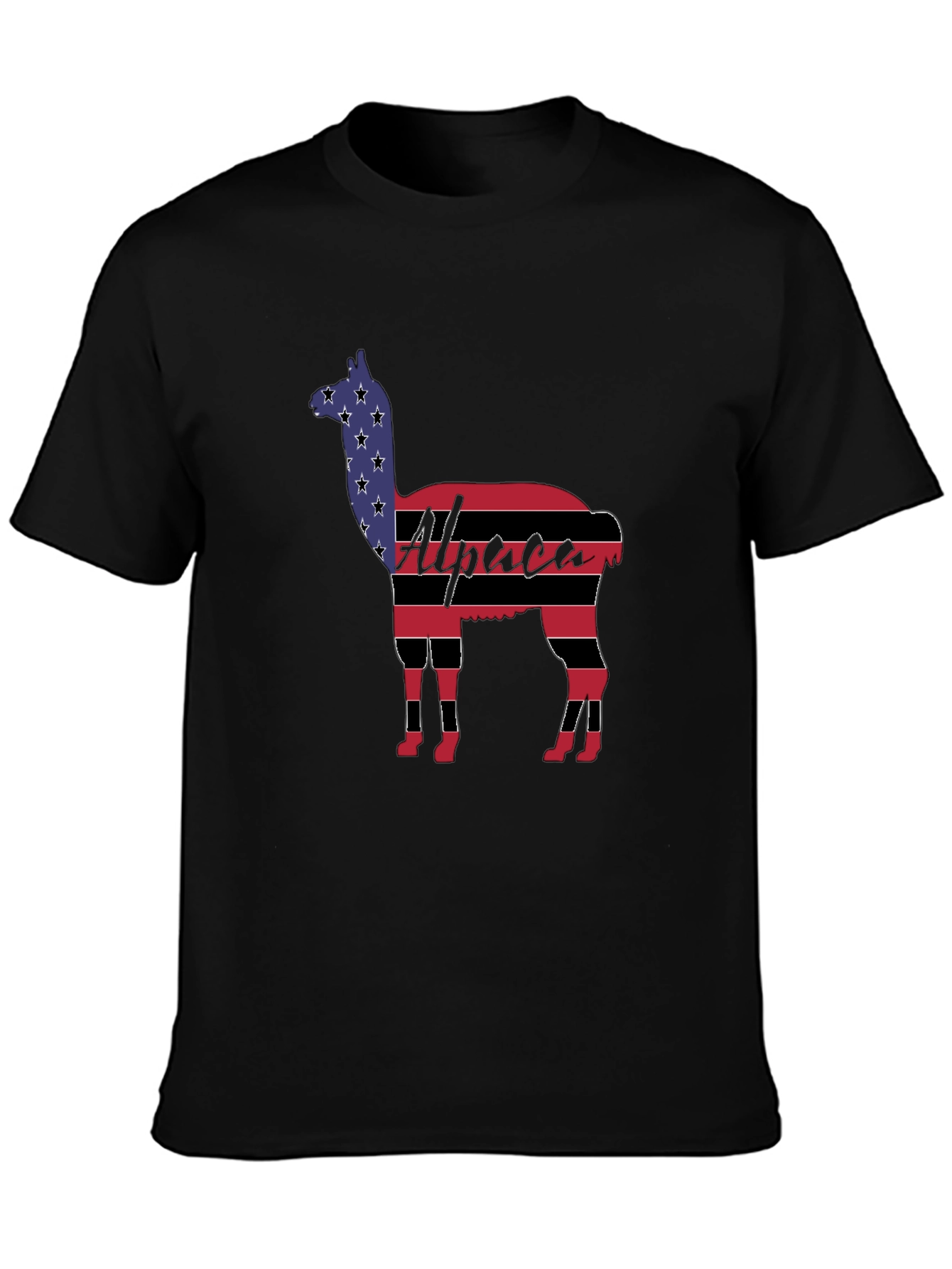 Alpaca American Flag Graphic T-Shirt