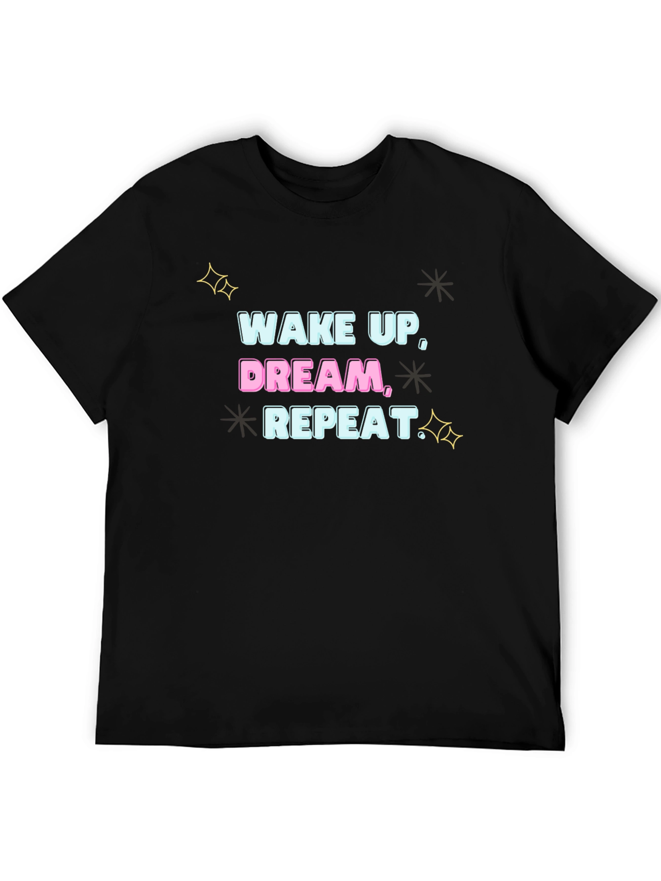 Wake Up Dream Repeat Graphic Tee - Black