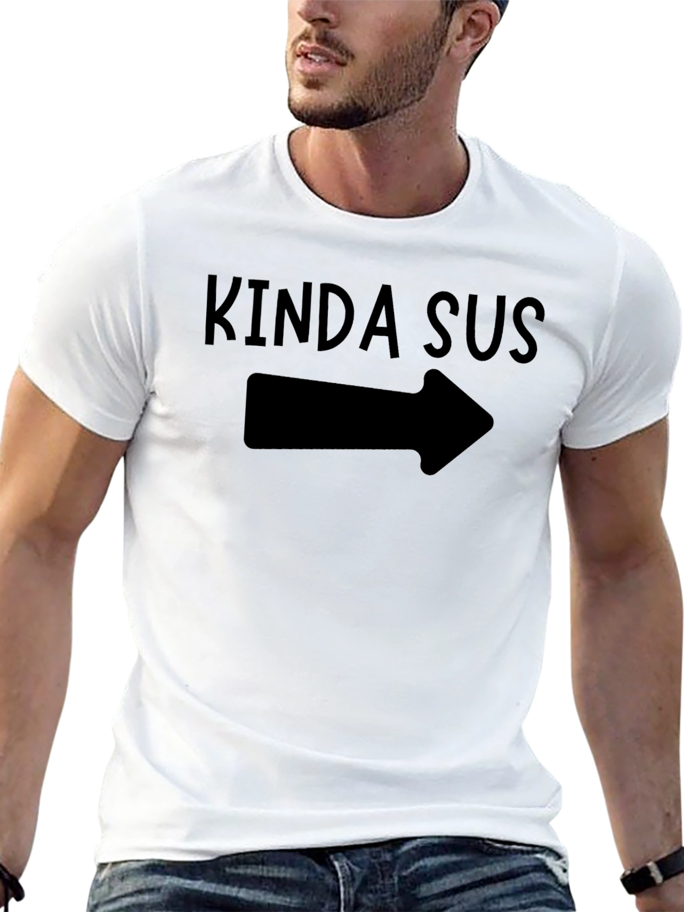 Kinda Sus Graphic Tee - Trendy Arrow Design