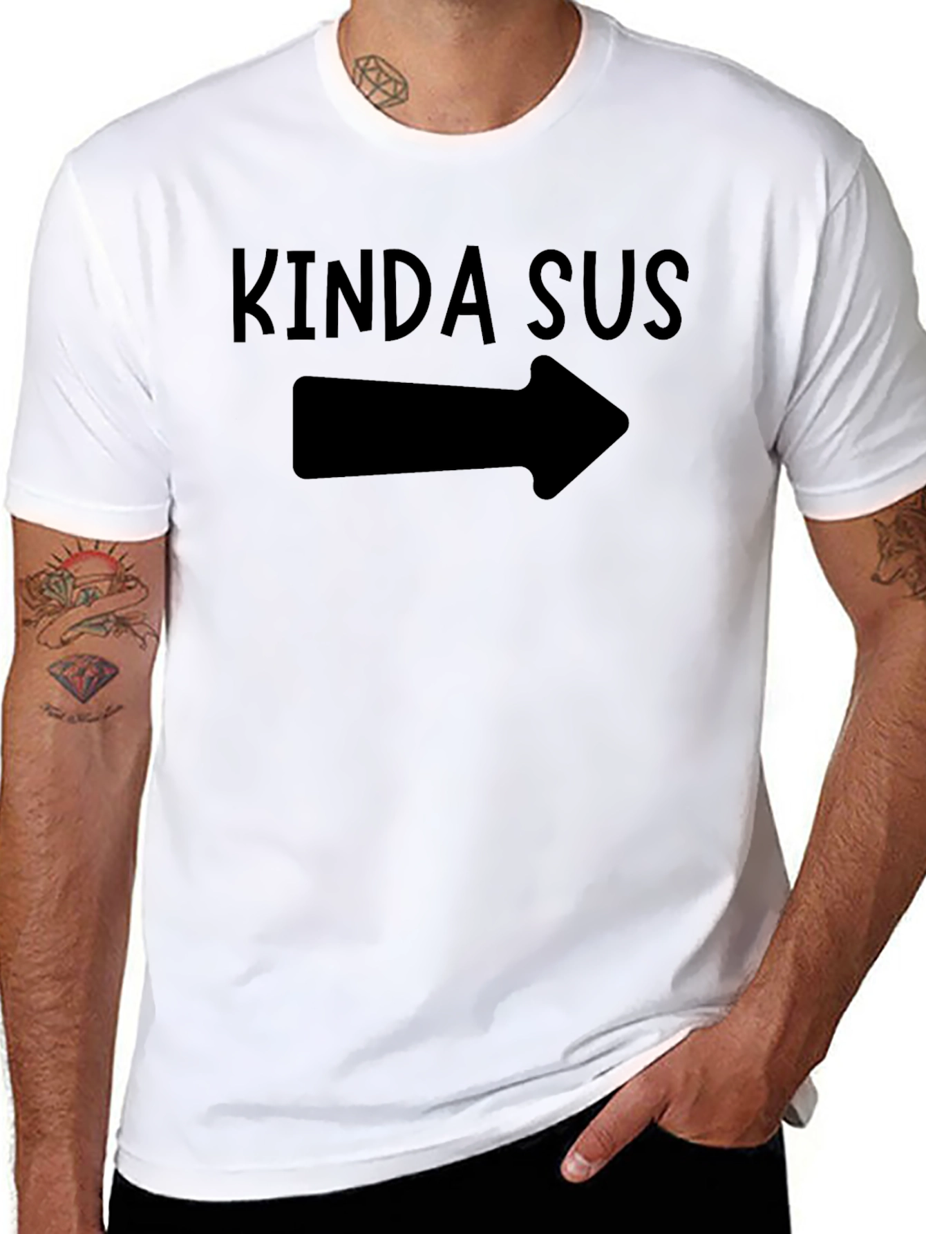 Kinda Sus Graphic Tee - Trendy Arrow Design
