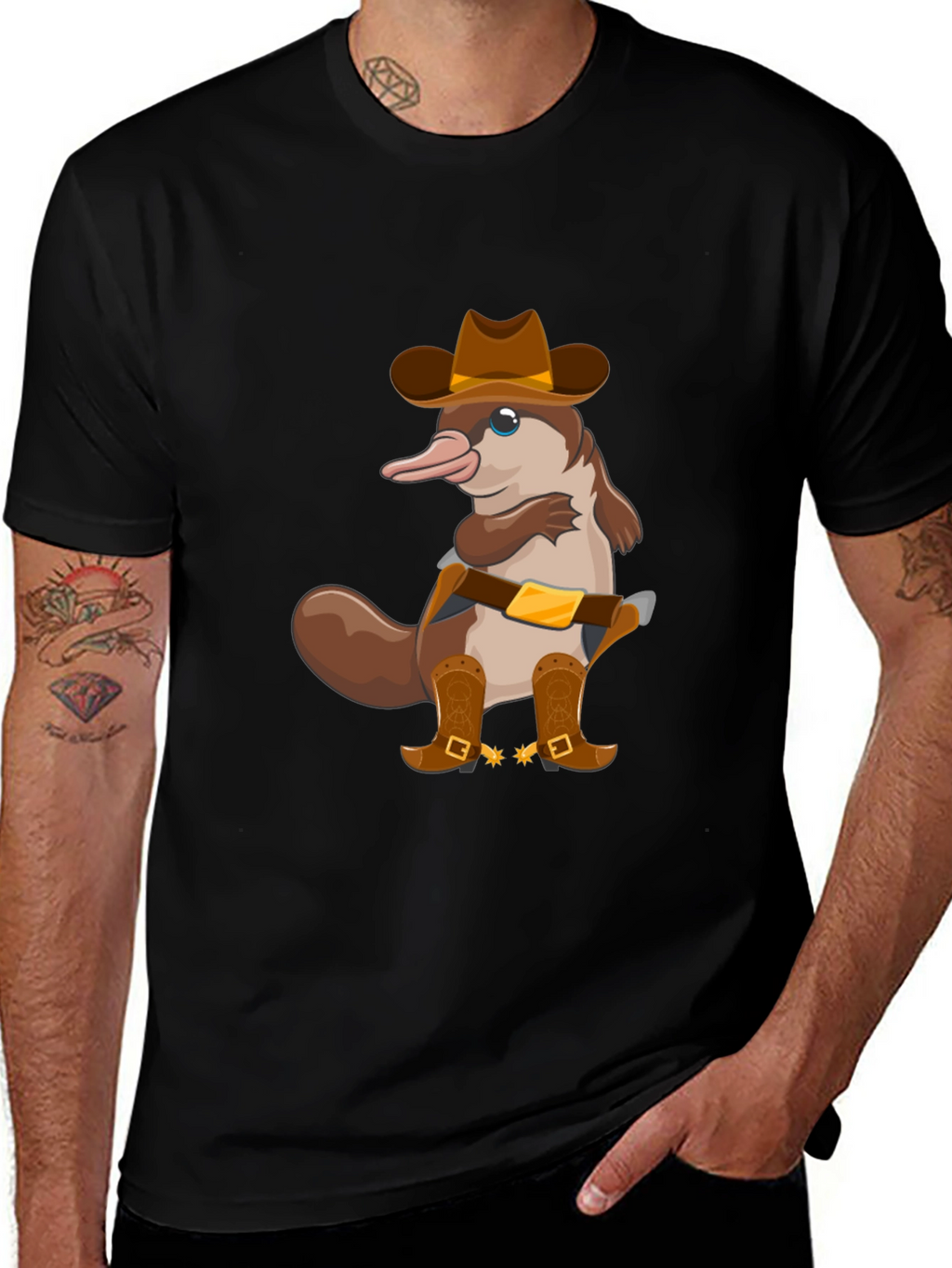 Cartoon Platypus Cowboy T-Shirt
