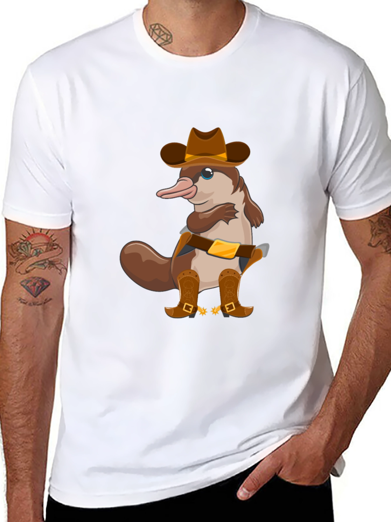 Cartoon Platypus Cowboy T-Shirt