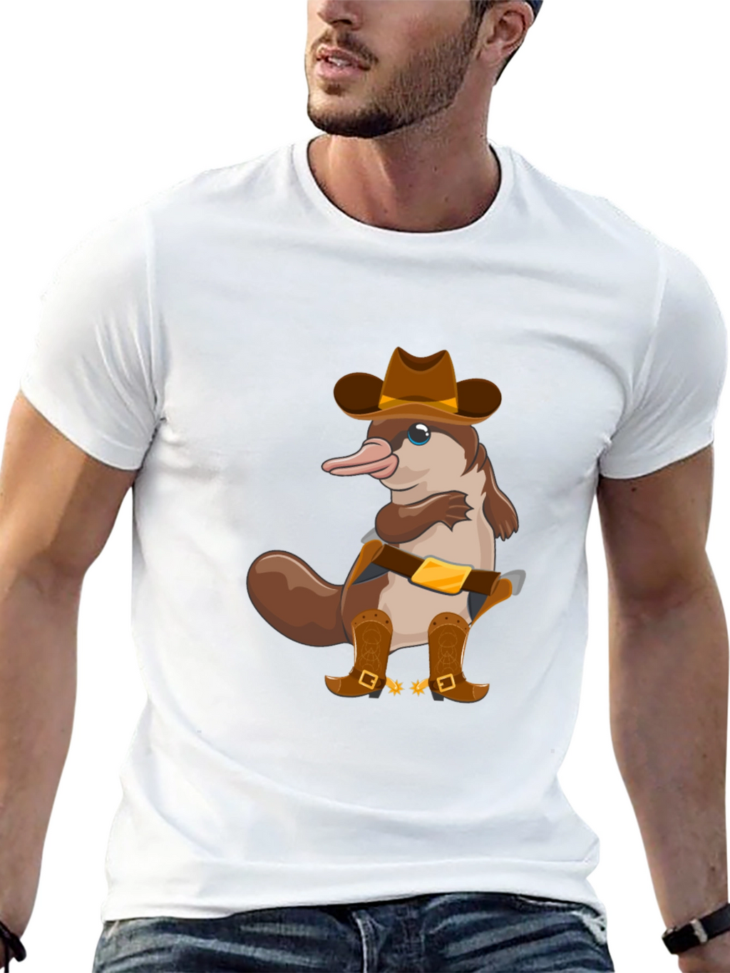 Cartoon Platypus Cowboy T-Shirt