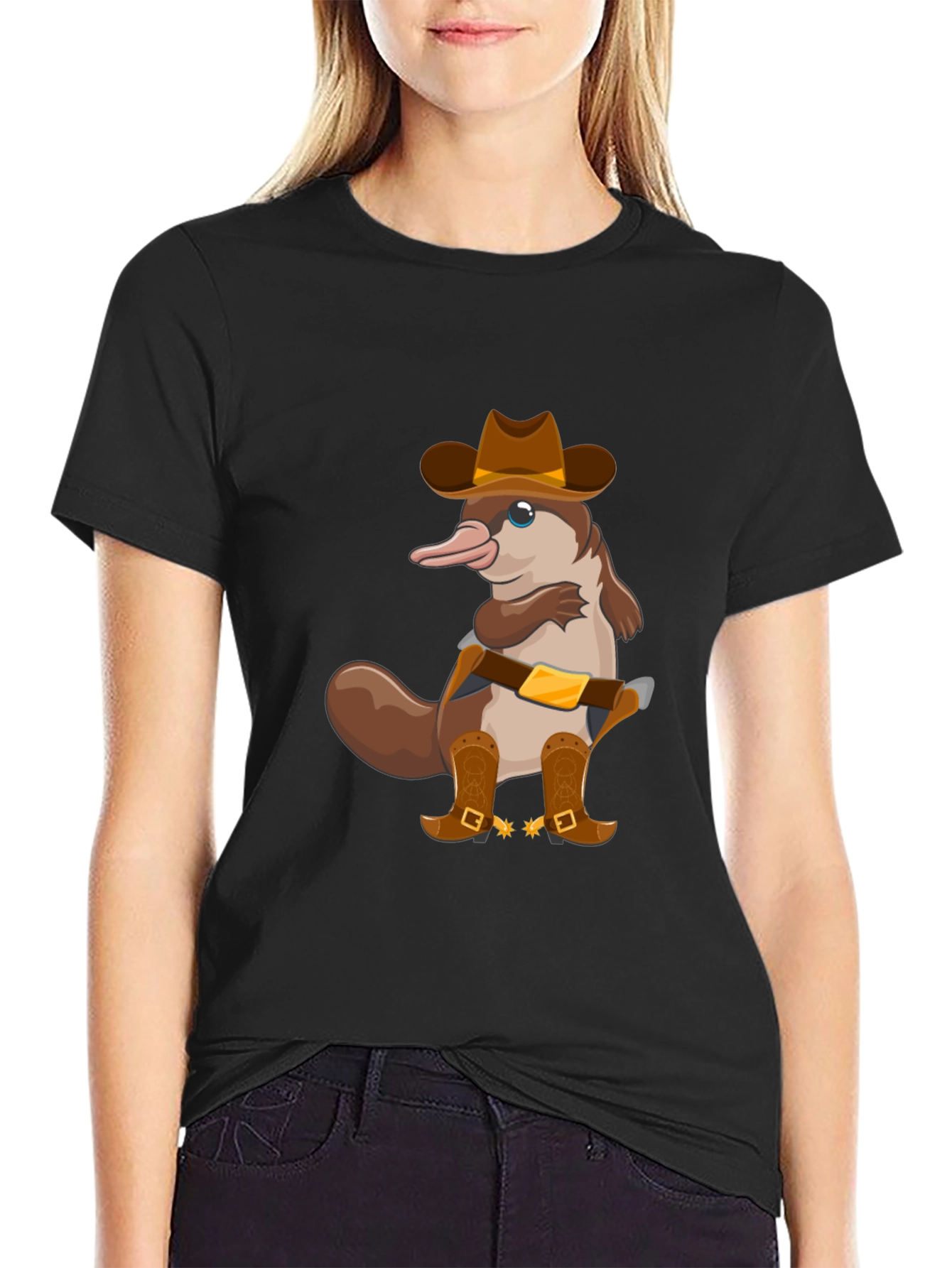 Cartoon Platypus Cowboy T-Shirt