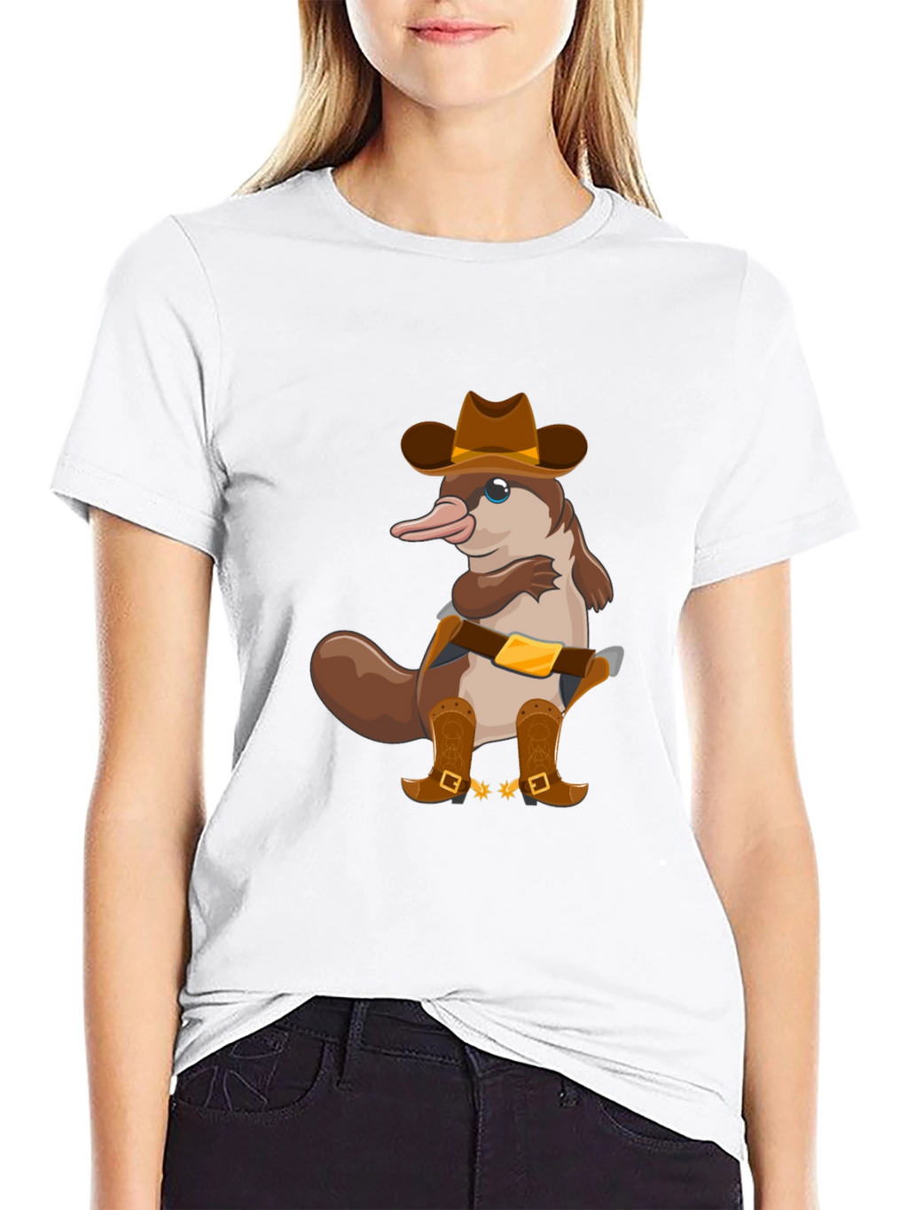 Cartoon Platypus Cowboy T-Shirt