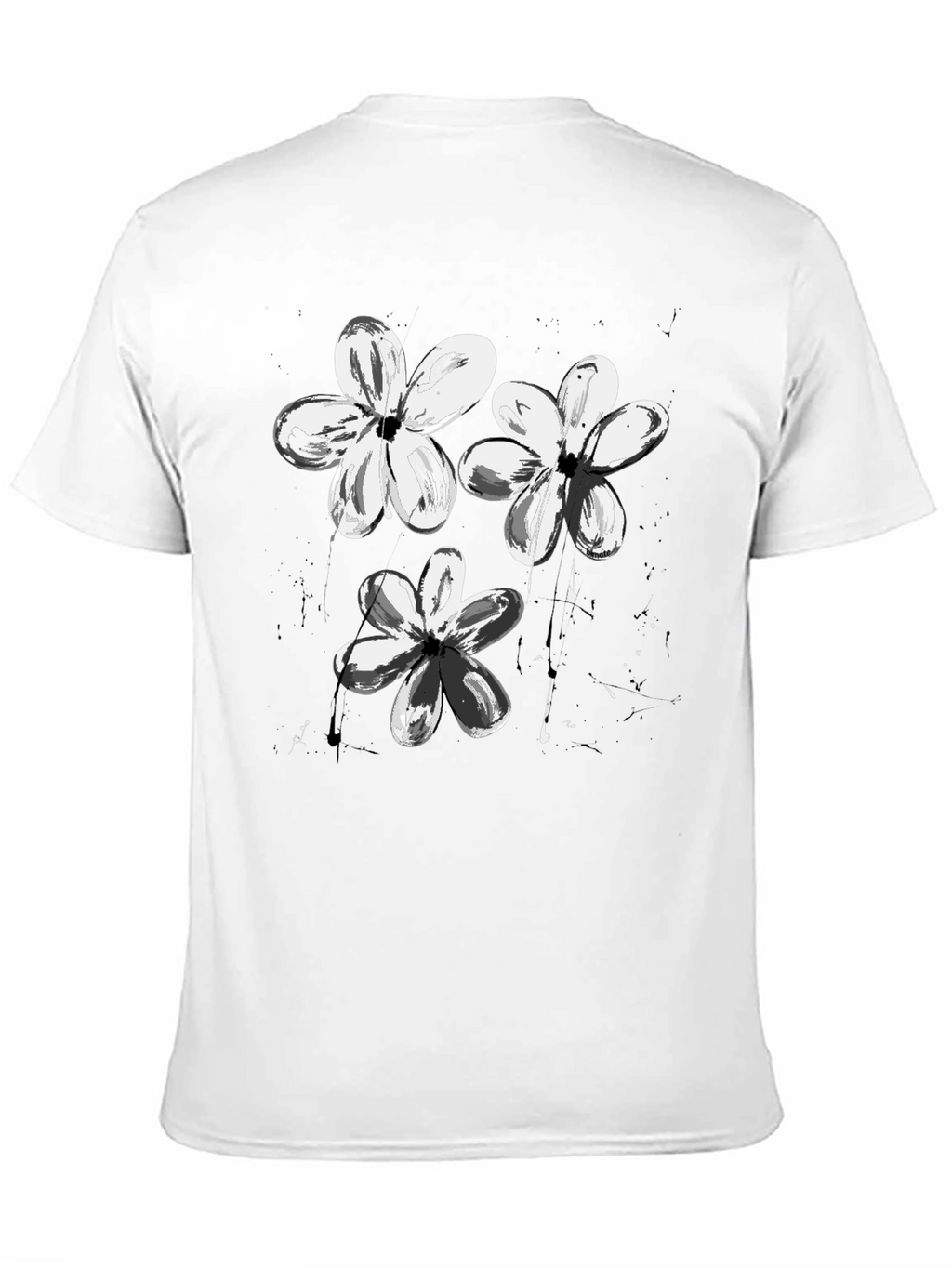 Abstract Floral Print Black T-Shirt
