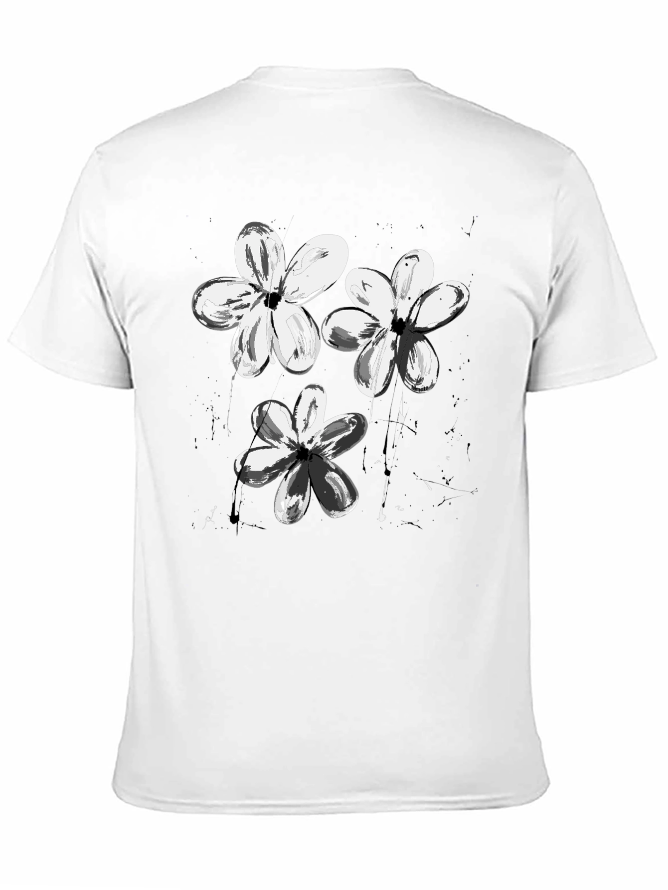 Abstract Floral Print Black T-Shirt