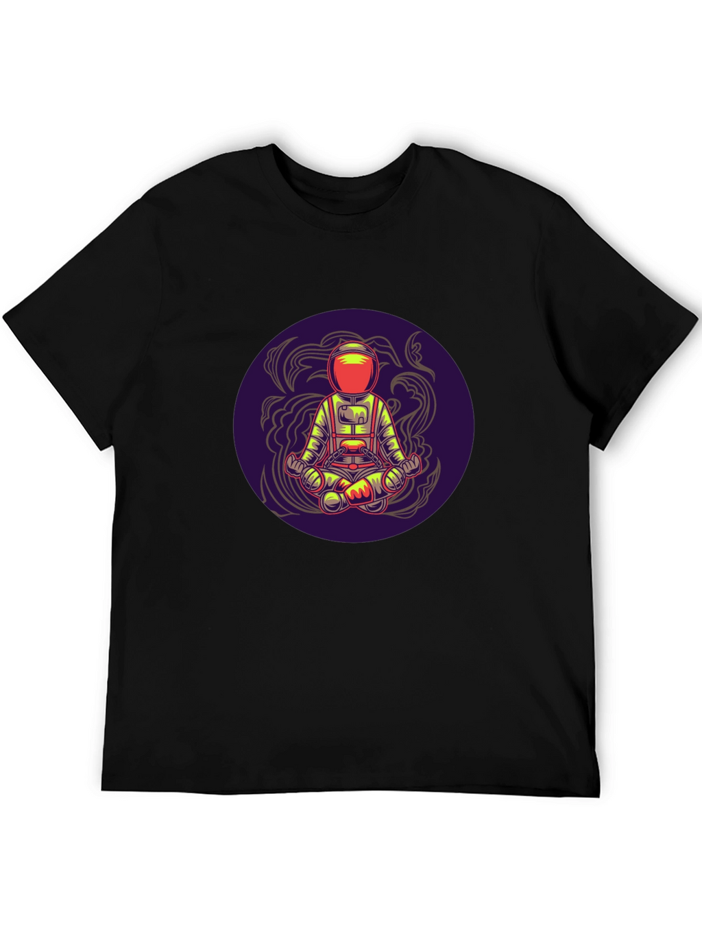 Astronaut in Lotus Pose Black T-Shirt