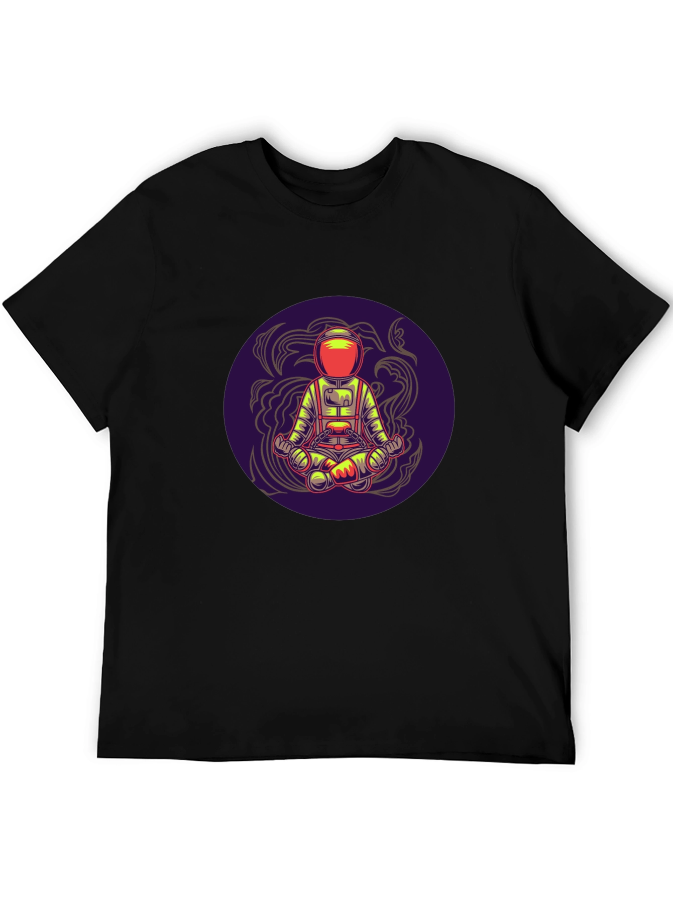 Astronaut in Lotus Pose Black T-Shirt