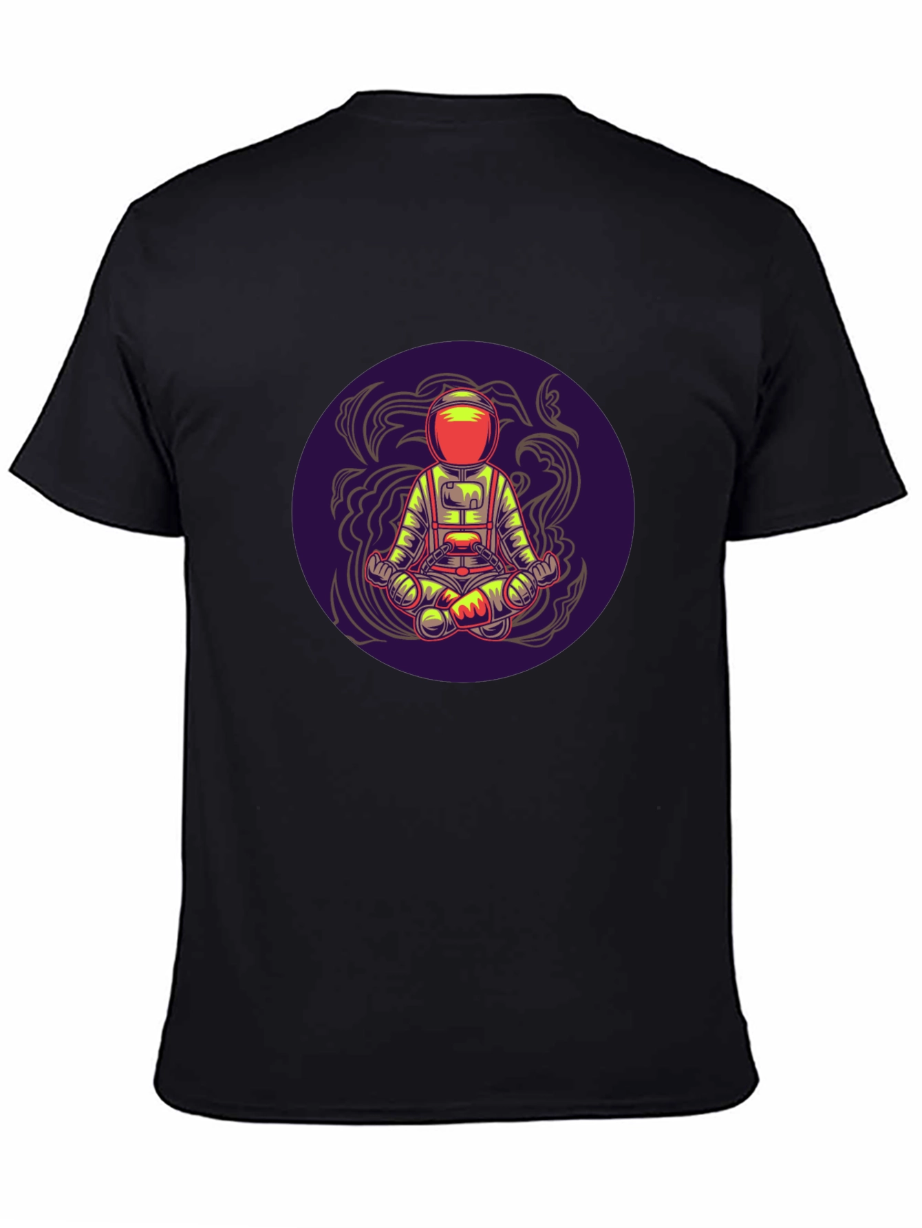 Astronaut in Lotus Pose Black T-Shirt
