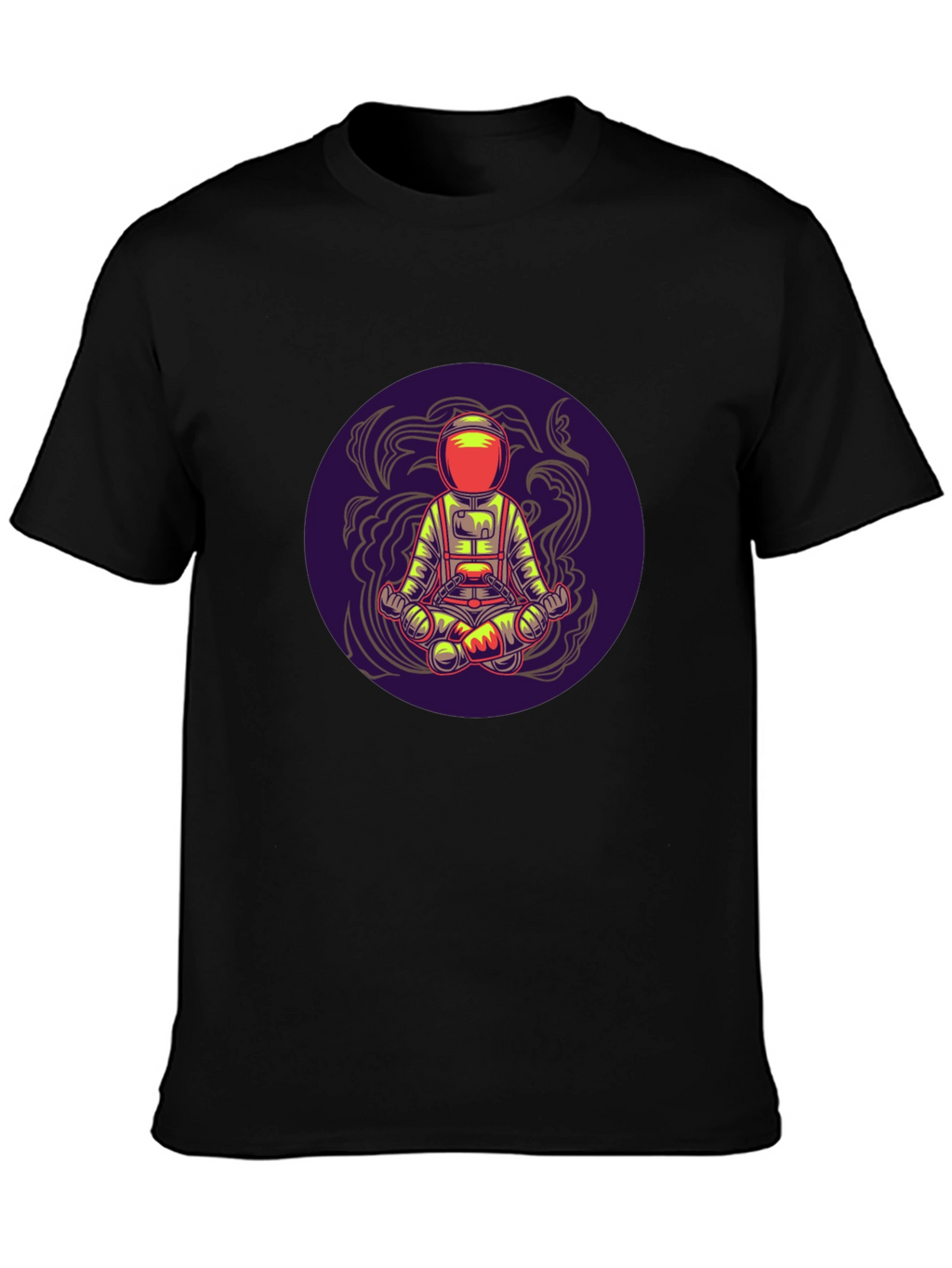 Astronaut in Lotus Pose Black T-Shirt