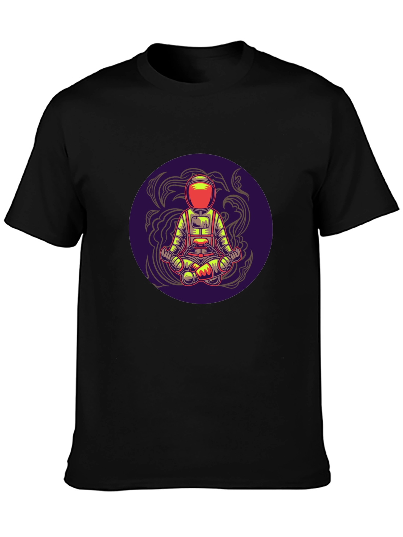 Astronaut in Lotus Pose Black T-Shirt