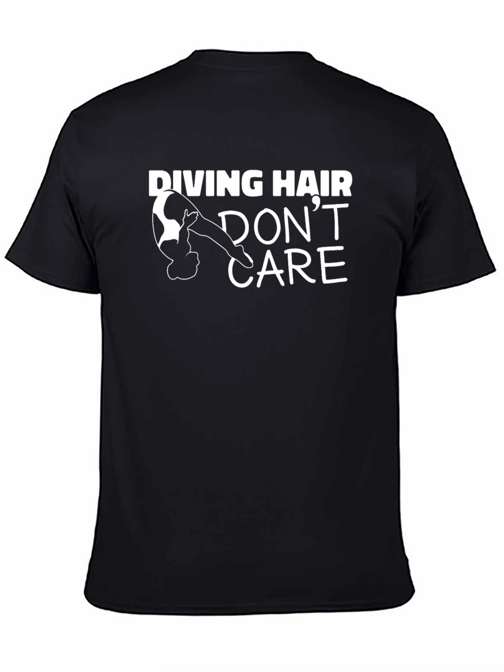 Diving Hair Dont Care Black Graphic Tee