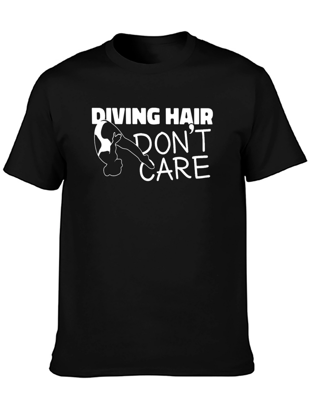 Diving Hair Dont Care Black Graphic Tee
