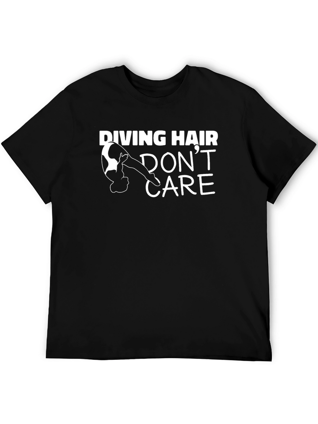 Diving Hair Dont Care Black Graphic Tee