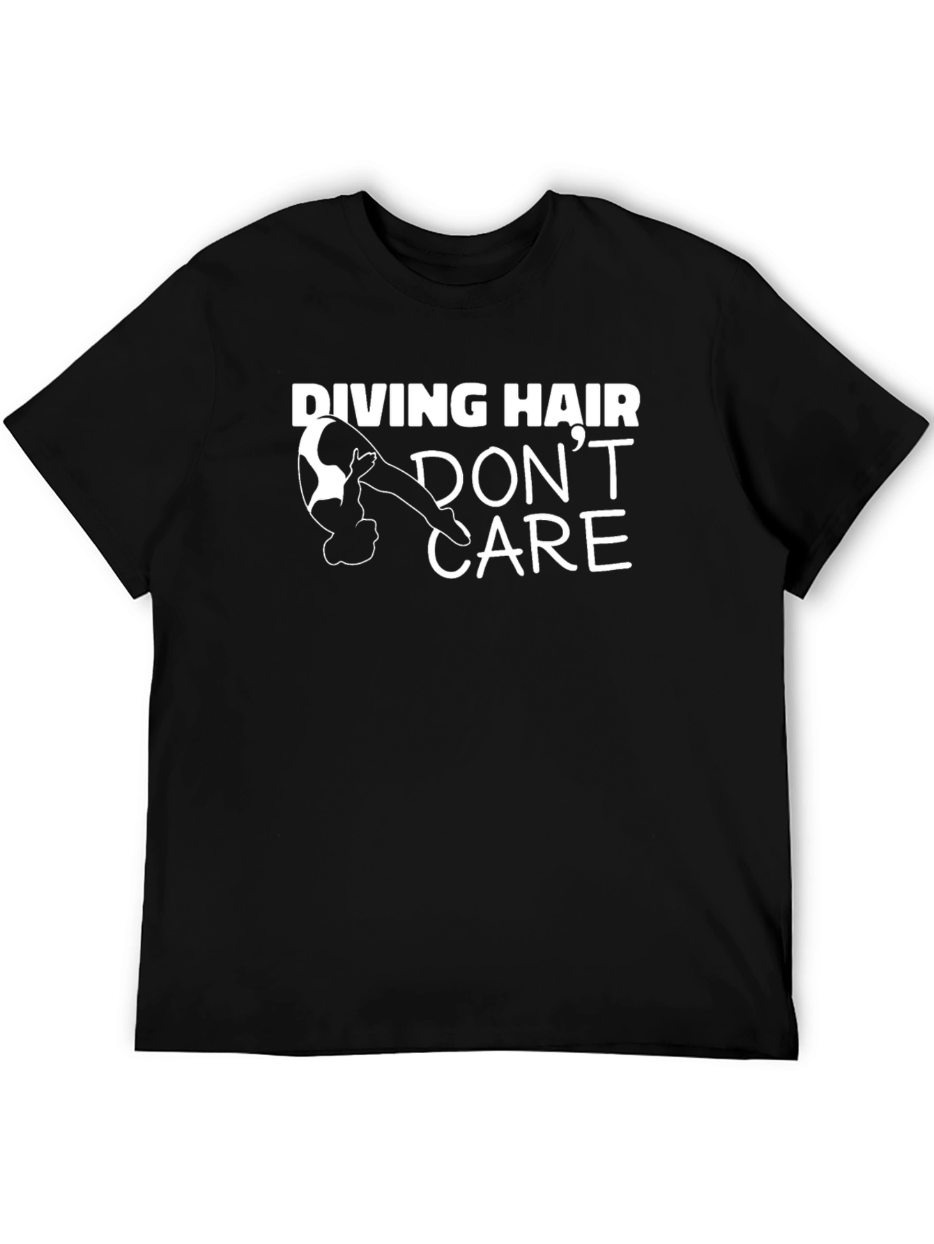 Diving Hair Dont Care Black Graphic Tee