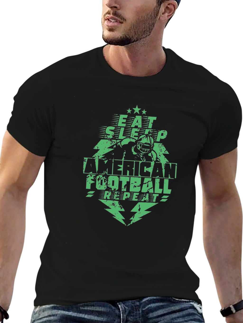 Eat Sleep Football Repeat Graphic Tee