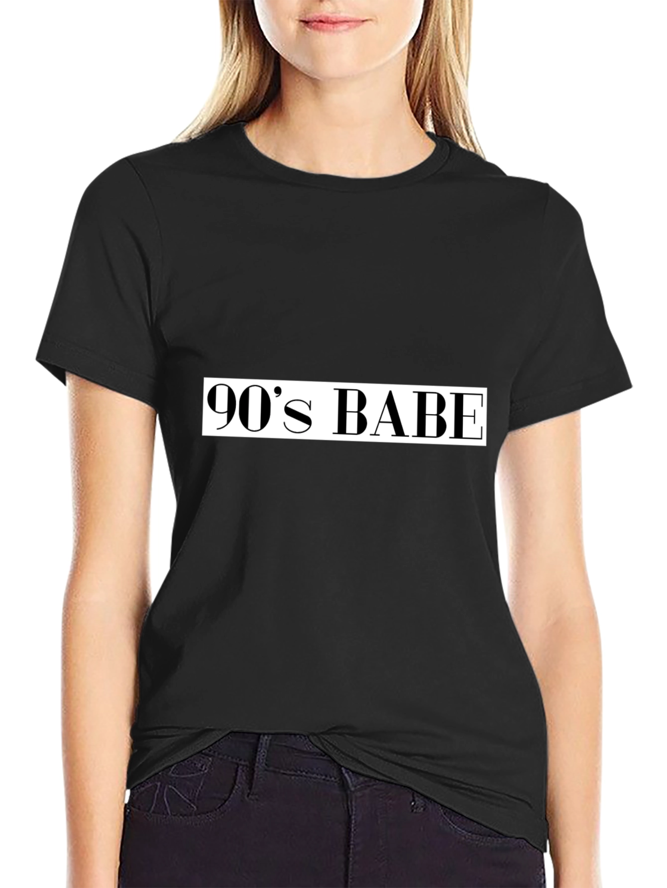 90s Babe Graphic Tee - Black Cotton T-Shirt