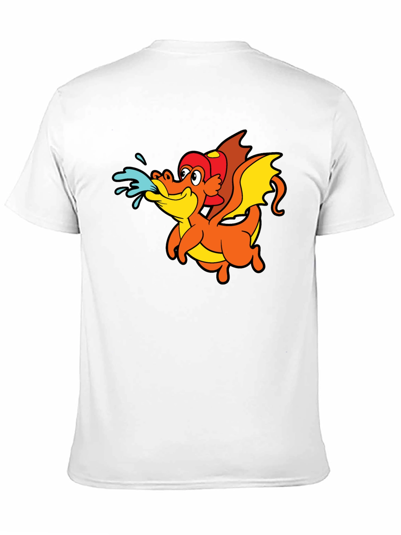 Cartoon Dragon T-Shirt - Black Crew Neck