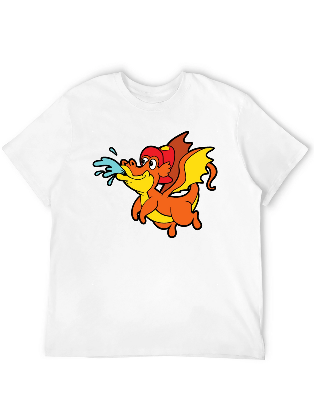 Cartoon Dragon T-Shirt - Black Crew Neck