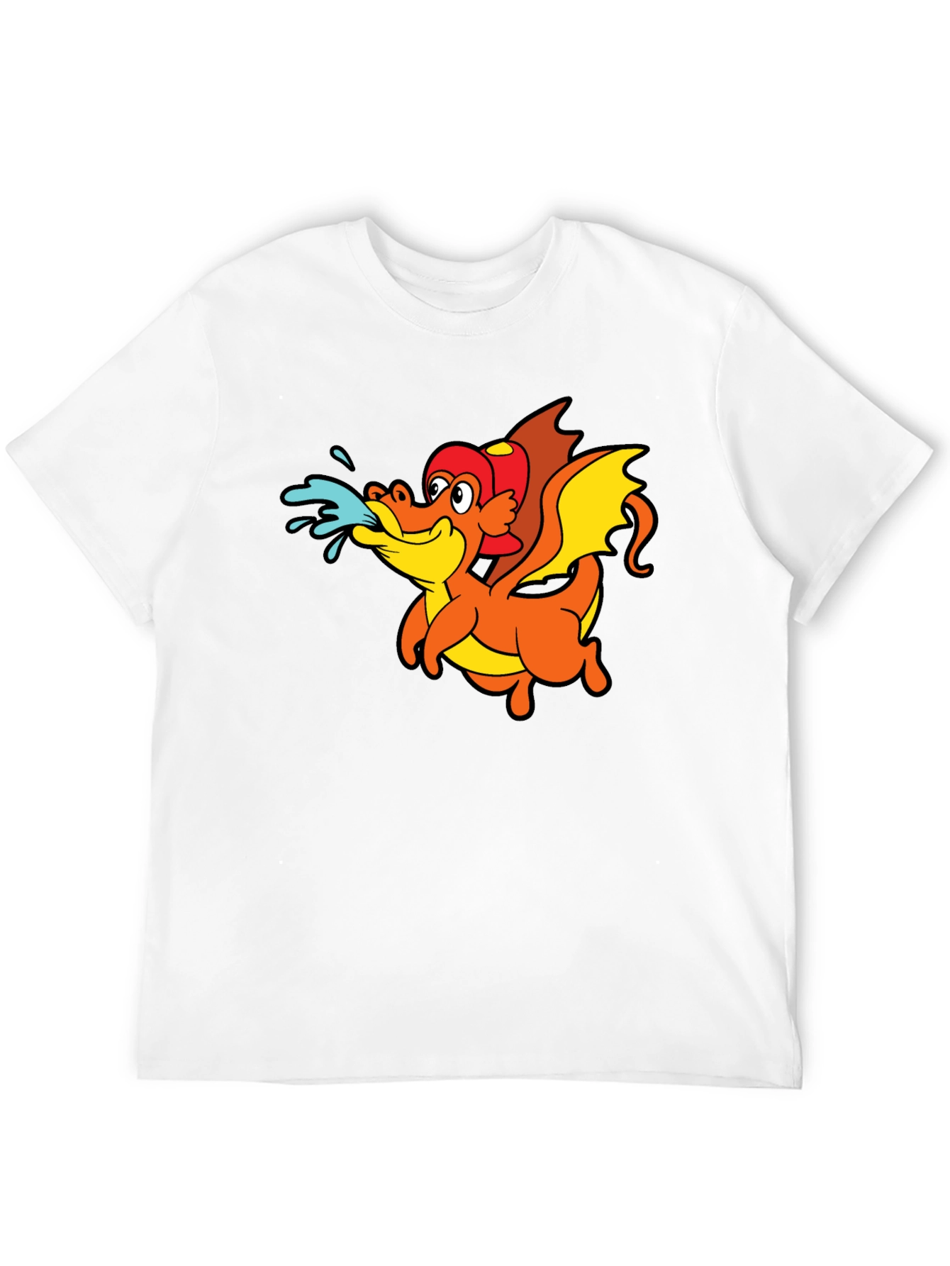 Cartoon Dragon T-Shirt - Black Crew Neck