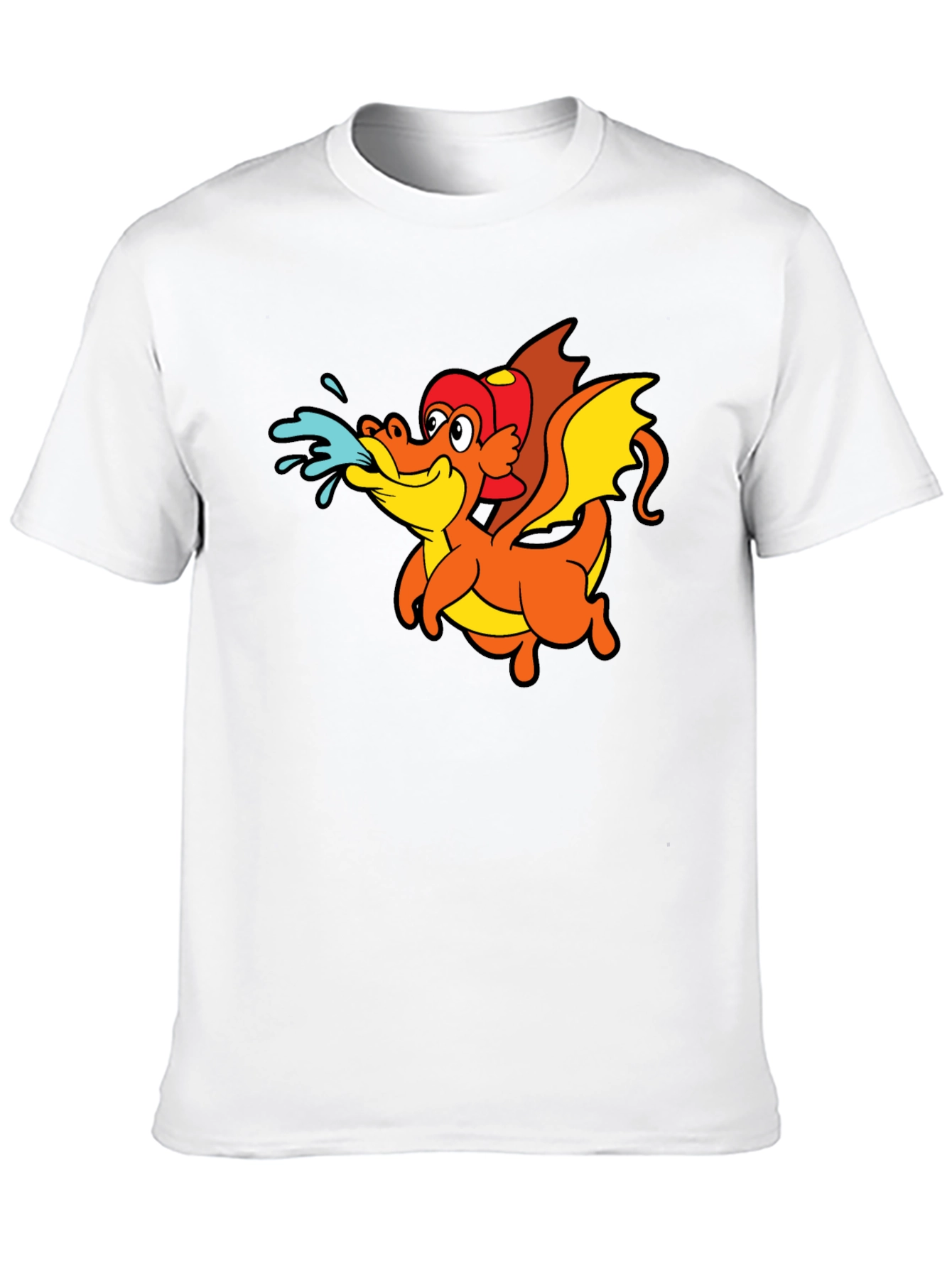 Cartoon Dragon T-Shirt - Black Crew Neck