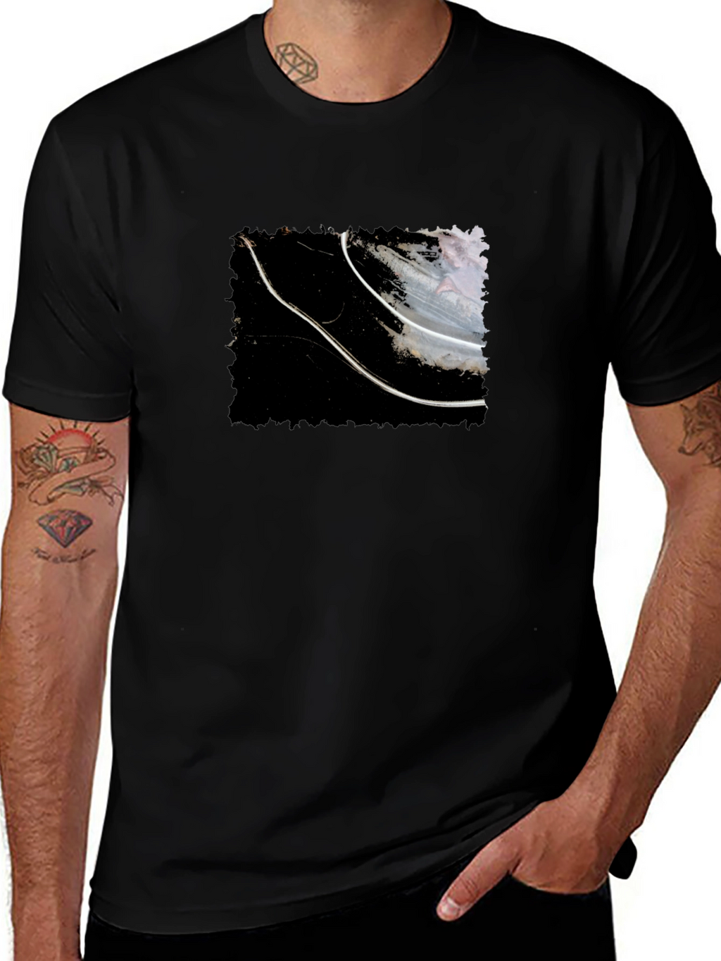 Abstract Graphic Tee - Black Cotton T-Shirt