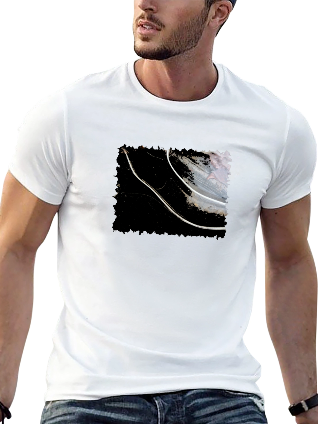 Abstract Graphic Tee - Black Cotton T-Shirt