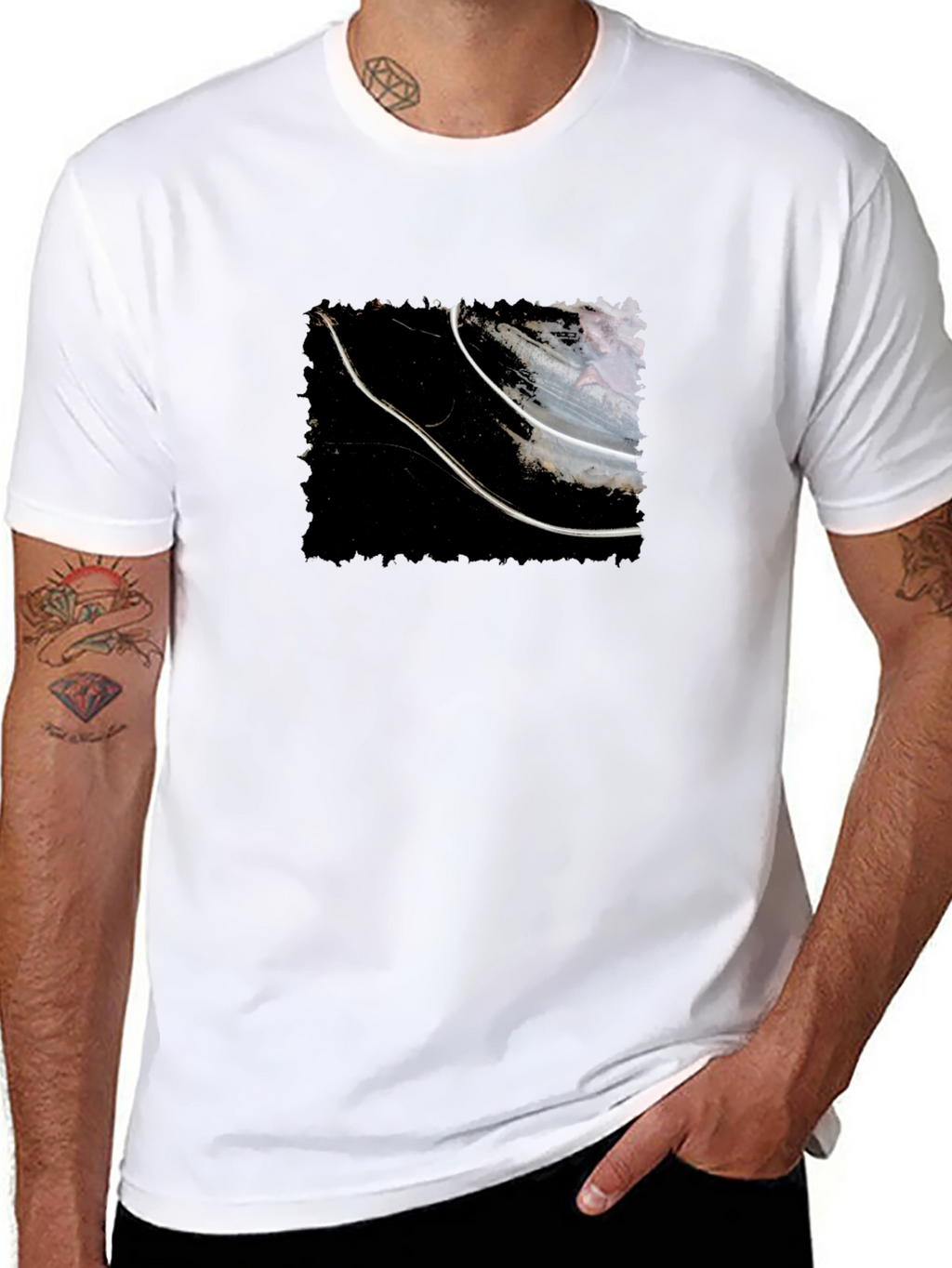 Abstract Graphic Tee - Black Cotton T-Shirt