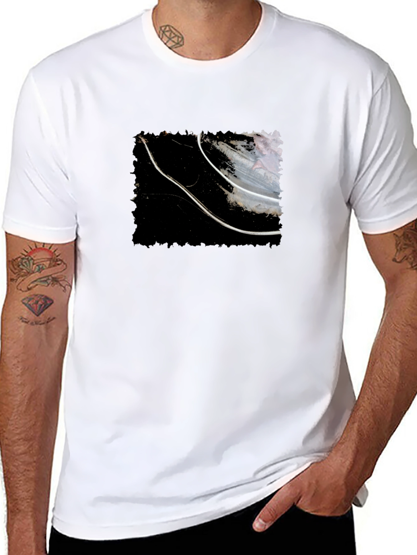 Abstract Graphic Tee - Black Cotton T-Shirt
