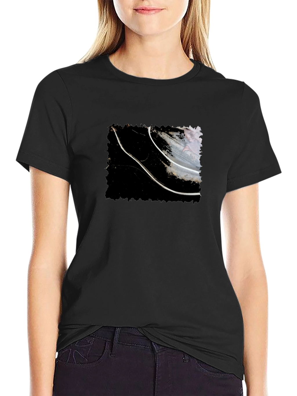 Abstract Graphic Tee - Black Cotton T-Shirt