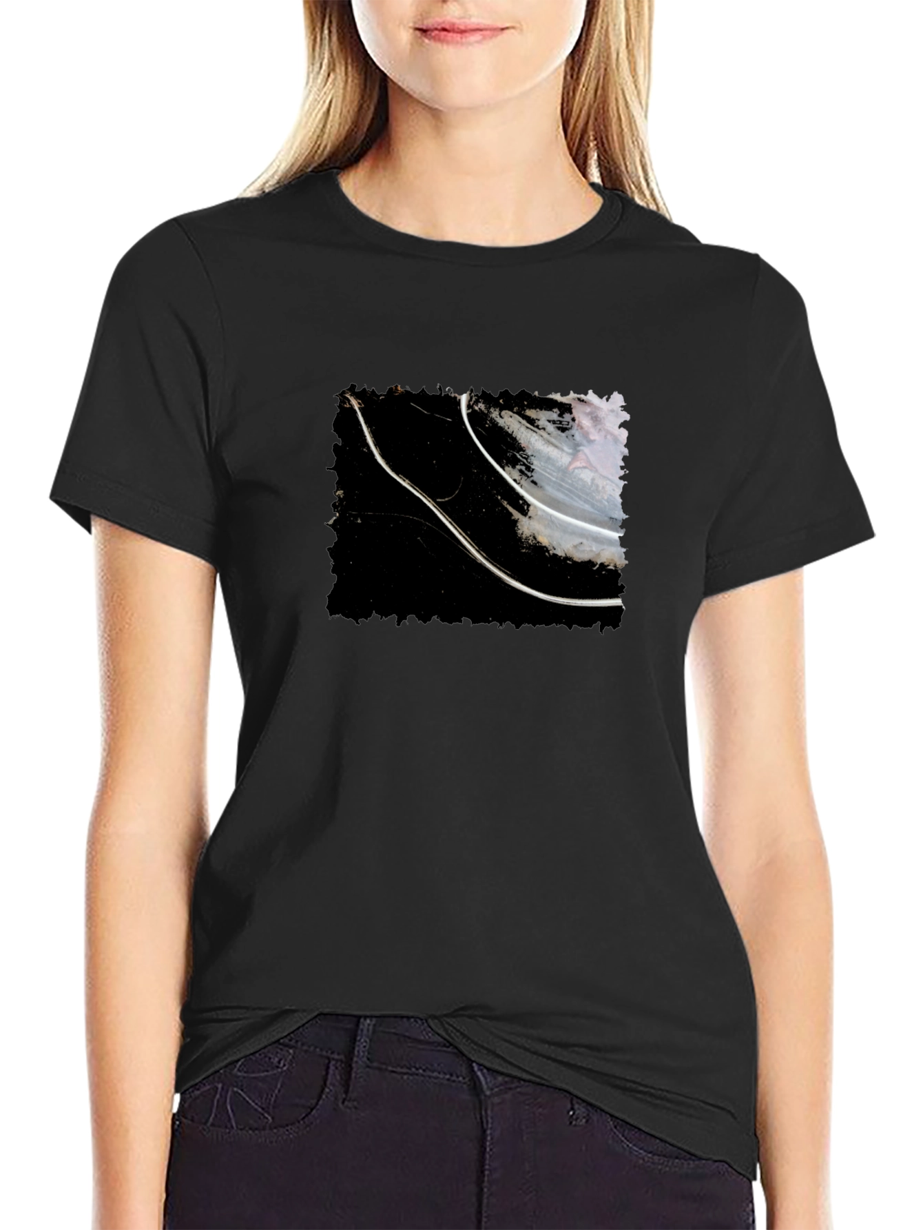 Abstract Graphic Tee - Black Cotton T-Shirt
