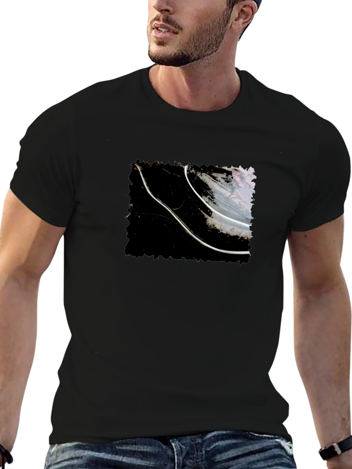Abstract Graphic Tee - Black Cotton T-Shirt