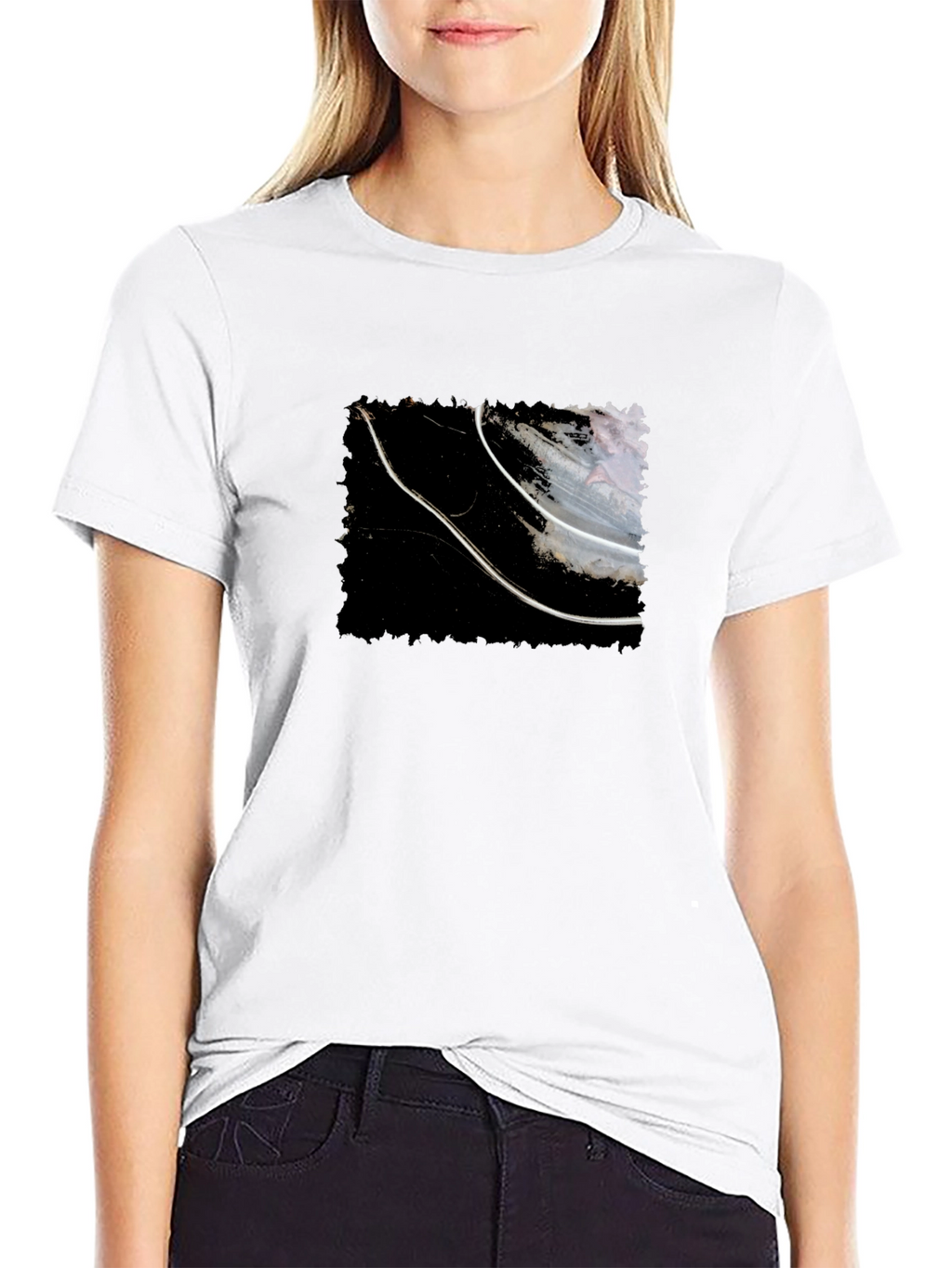 Abstract Graphic Tee - Black Cotton T-Shirt