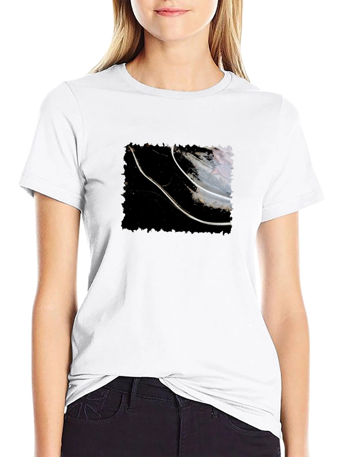 Abstract Graphic Tee - Black Cotton T-Shirt