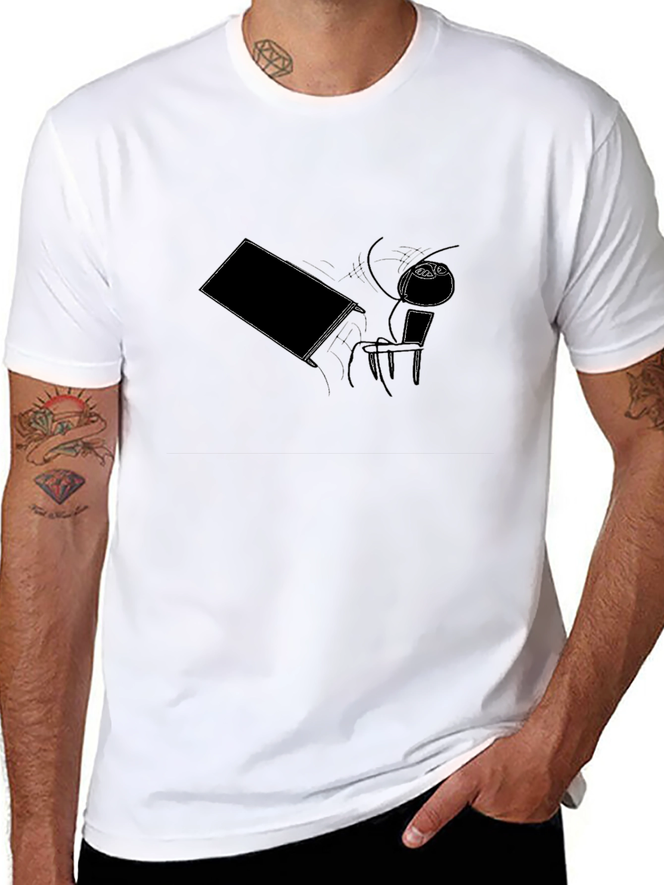 Humorous Graphic Tee - Black Cotton Blend