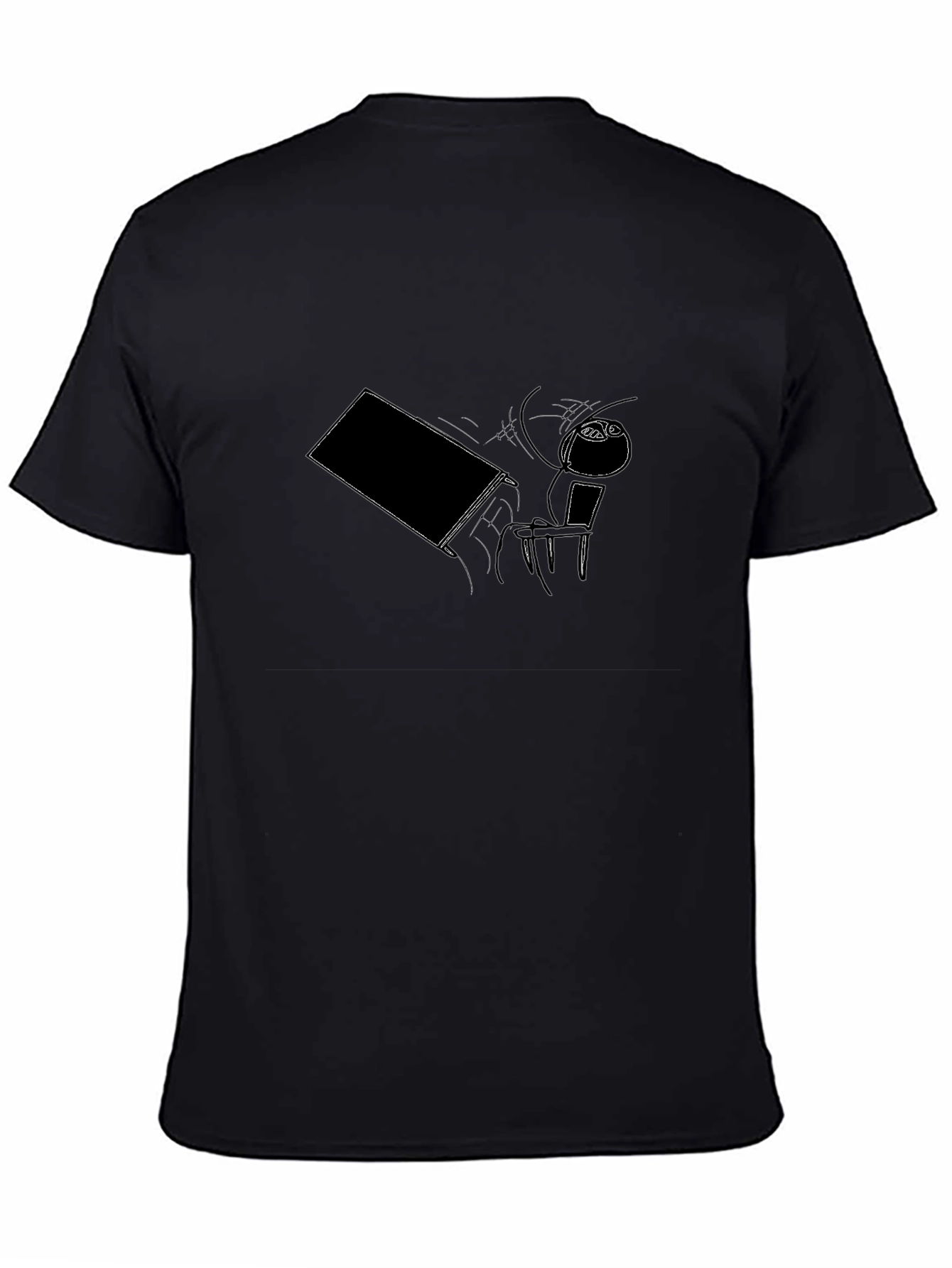 Humorous Graphic Tee - Black Cotton Blend