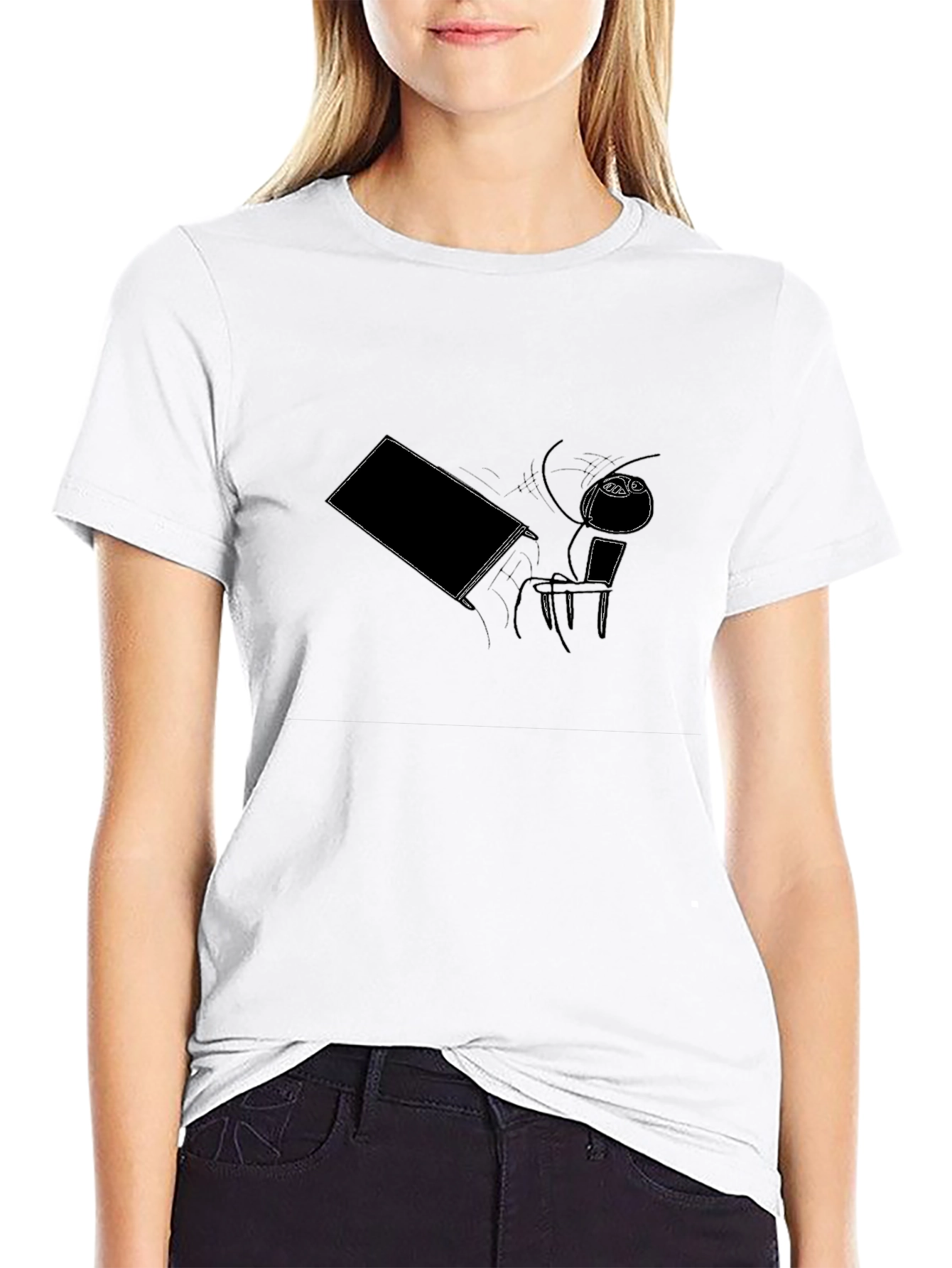 Humorous Graphic Tee - Black Cotton Blend
